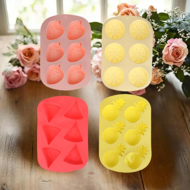 6 Cavity Fruit Shape Chocolate Candy Molds Watermelon Strawberry Lemon Pineapple Fruit Silicone Mold Tray