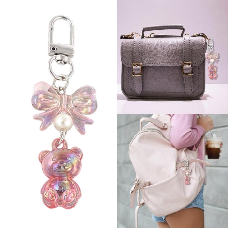 Acryl Charmanter Bär Schlüsselanhänger Anhänger Blickfang Schleife Schlüsselhalter für Schlüssel