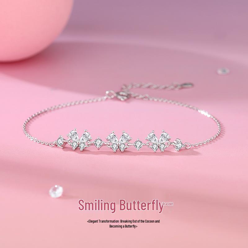 Tichia S925 Sterling Silver Butterfly Bracelet: Elegant, Versatile, and Sparkling Hand Jewelry for Women