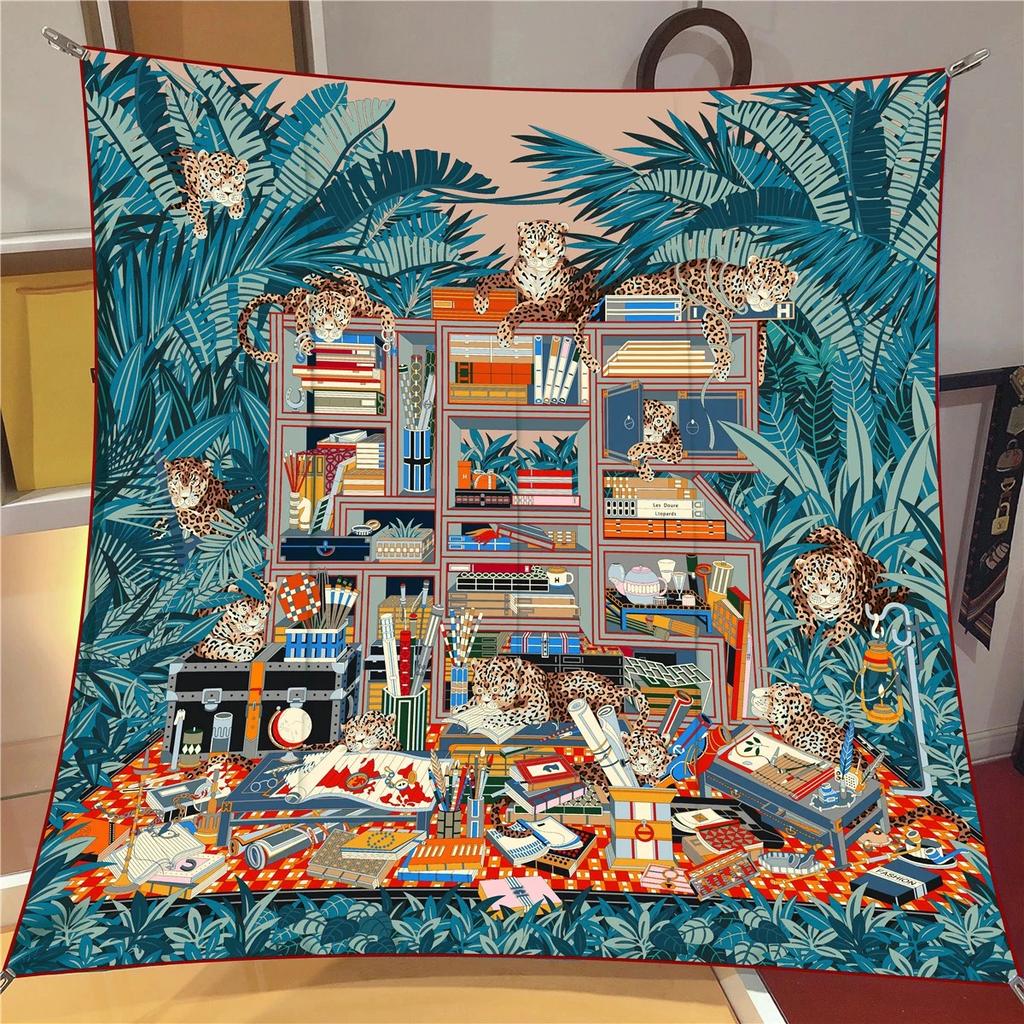 NEW Summertime 90*90CM Floral Scarf Shawls Fashion Brand Beach Sunscreen Silk Scarves Print Square Headband Bandannas