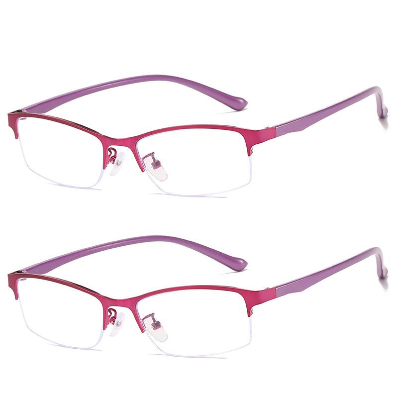 Myopia Glasses Women Blue Light Half Frame Computer Eyeglasses 2 PCS Female Ultralight Metal Square Nearsighted Eyewear 0 ~ -6.0