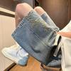 Men's Summer Chinese Style Embroidered Denim Shorts - Lightweight, Loose, Versatile, Mid-Length.