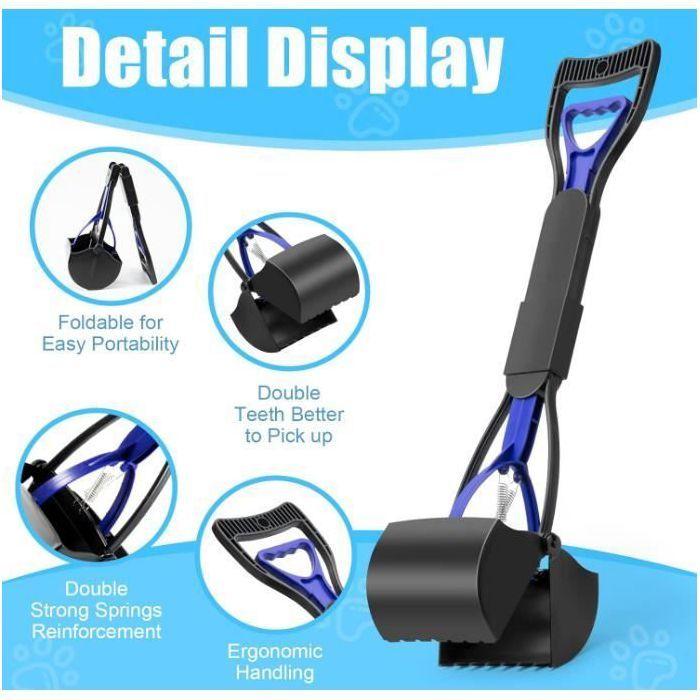 KJEHOME Pelle Ramasse-Crottes Pliable pour Chien et Chat Pet Long Manche Pooper Scooper - Noir &amp; Pourpre (Bleu) Ble SAC DE PROPRETE