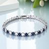4mm Round Stone Blue Crystal White Zircon 17/19cm Bracelets for Women Vintage Silver Color Chains Bracelet Wedding Jewelry Gifts