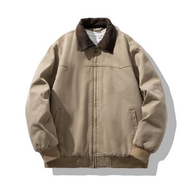 Winter American Retro Detroit Men's Thickened Washed Gouguese Heavy Canvas Retro Cotton Clothes Lapel Jacket Top