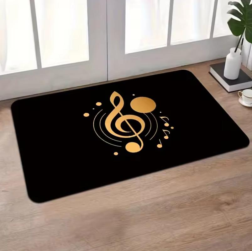 Luxury Music Note Mat for Music Lover Home Indoor Entryway Living Room Piano Room Non-Slip Super Absorbent Durable Art Decor Mat