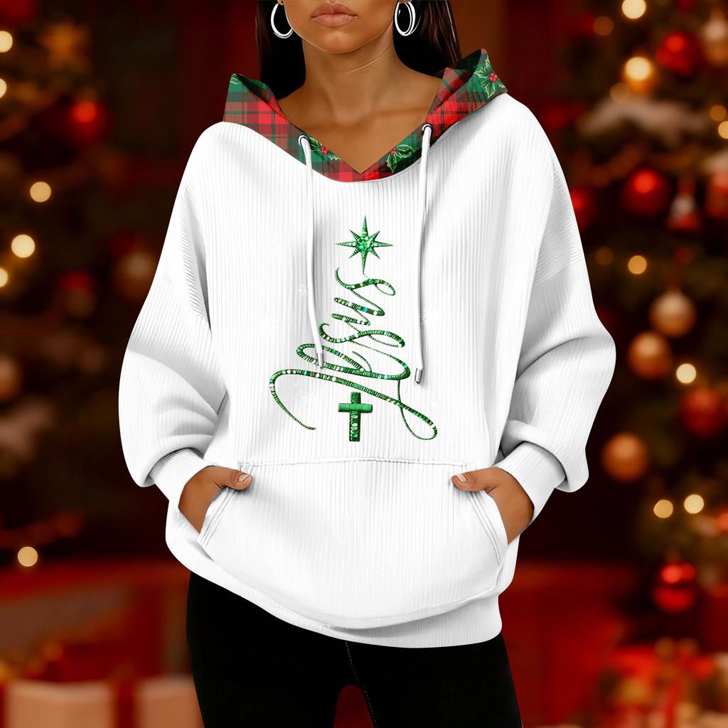 Women's Fashion Casual Christmas Print Pullover Long-Sleeve Sweatshirt