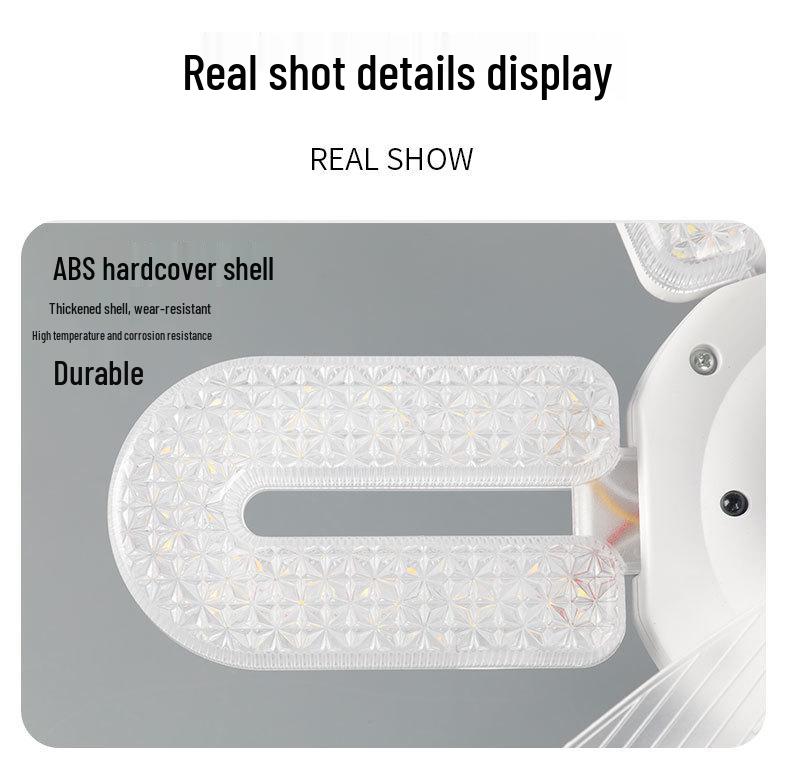 Modern Cross-Border LED Folding Leaf Lamp for Home Bedroom: E27 Screw Base, Crystal Design, Detachable Fan Blades