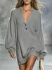 European and American Casual Elegant V-Neck Solid Knit Sweater Mini Skirt (2026 Edition)