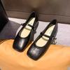 Square head shallow mouth single shoes women's new with skirt gentle shoes soft flat Mary Jane small leather shoes