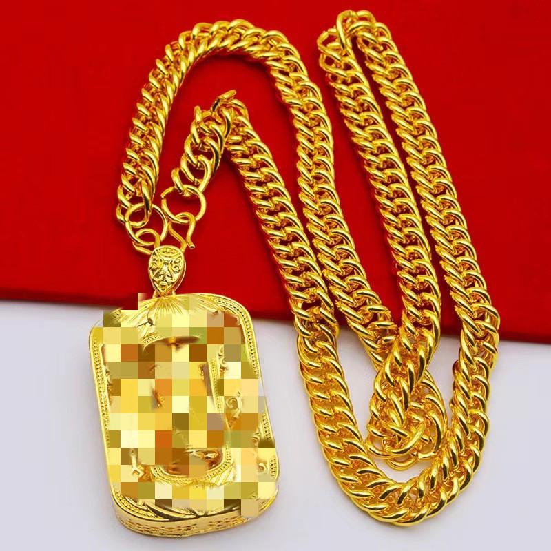 2026 Ethnic Style 18K Gold Plated Dragon & Guanyin Buddha Pendant Necklace for Men