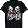 Skelett Halloween Liebe Rose Ästhetik Rote Blume T-Shirt