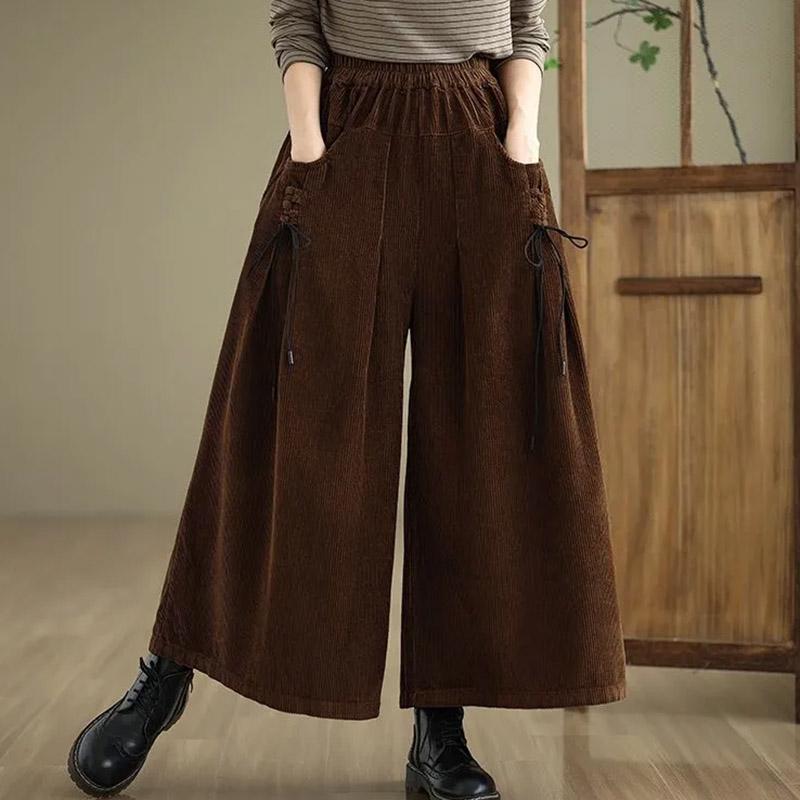 Pants for Women Elastic High Waist Long Trousers Plus Size Thickened Stretchy Solid Colour Versatile Casual Wide Leg Pants