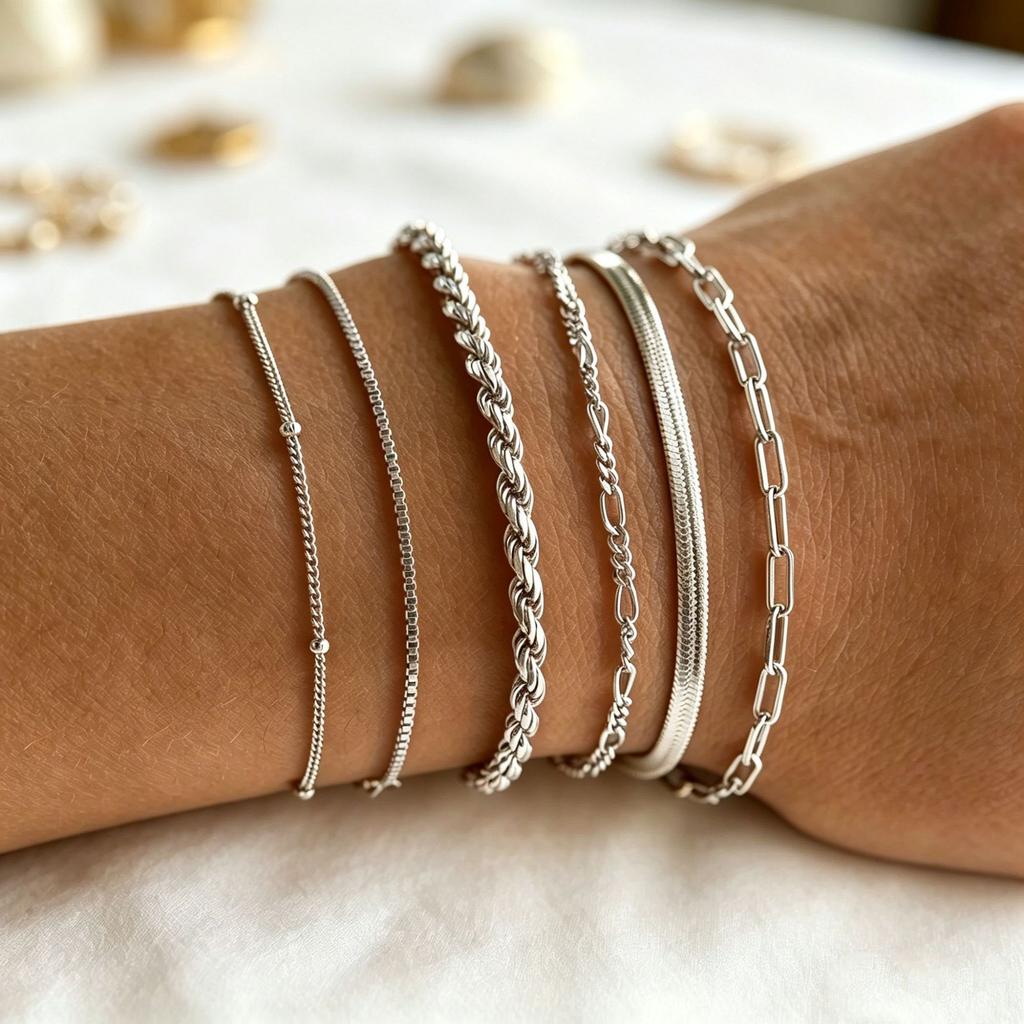 European and American style bracelets, high-end, personalized, light luxury chain gold jewelry, silver titanium steel niche jewelry for women