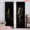 2D Flat Printing 2pcs Curtains Microphone and Note Polyester,Without Electricity Summer Party Decorations Perfect for Holiday