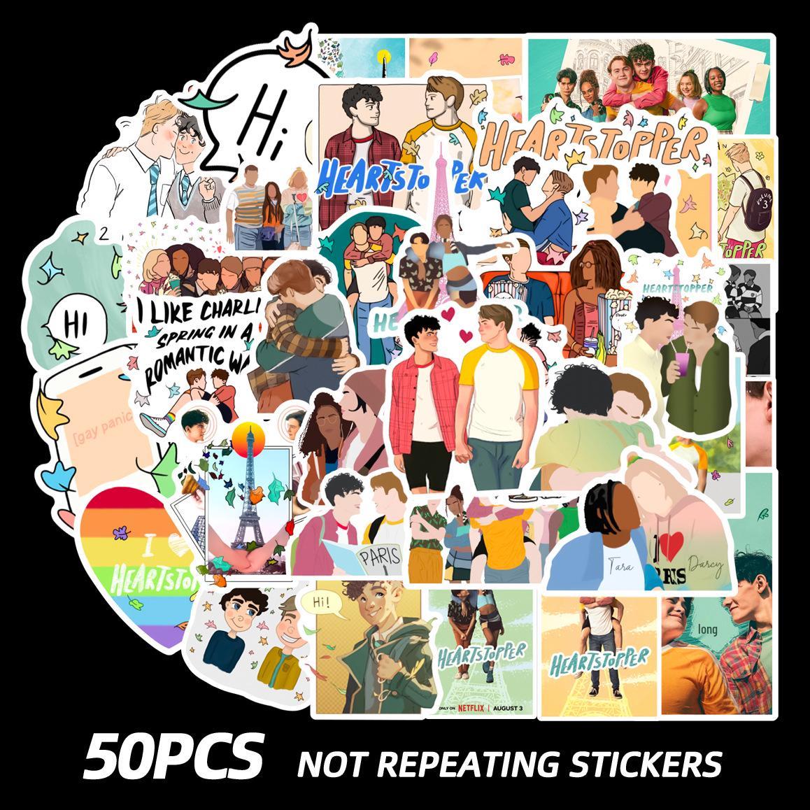 Heart Skip a Beat Season 2: 50 Waterproof Graffiti Stickers for Skateboards, Water Bottles, Phone Cases, and Suitcases 50 unique pieces