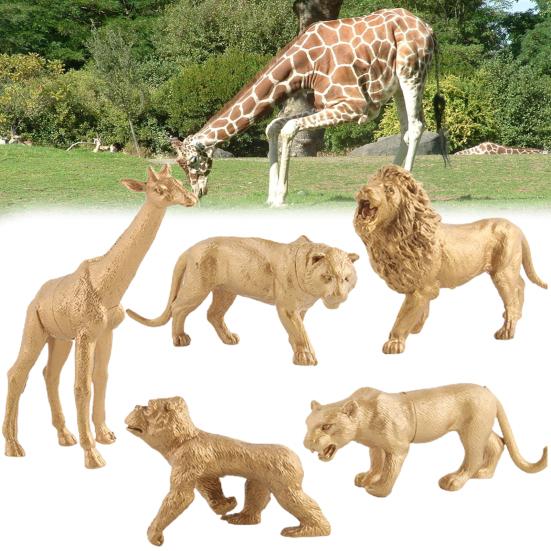 7/Set Simulation Ornaments Golden Color Tiger Lion Leopard Ornaments Learning Education