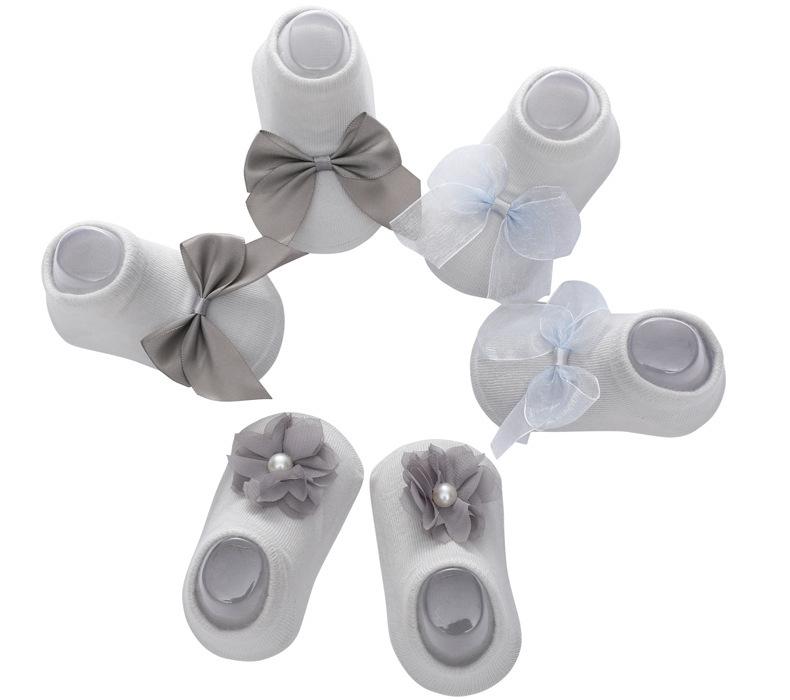 3 Pairs Baby Girl Socks Slipper Newborn Accessories Anti Slip Toddlers Gift Clothes Infant Bow Lace For Kids from 0 To 1 Year