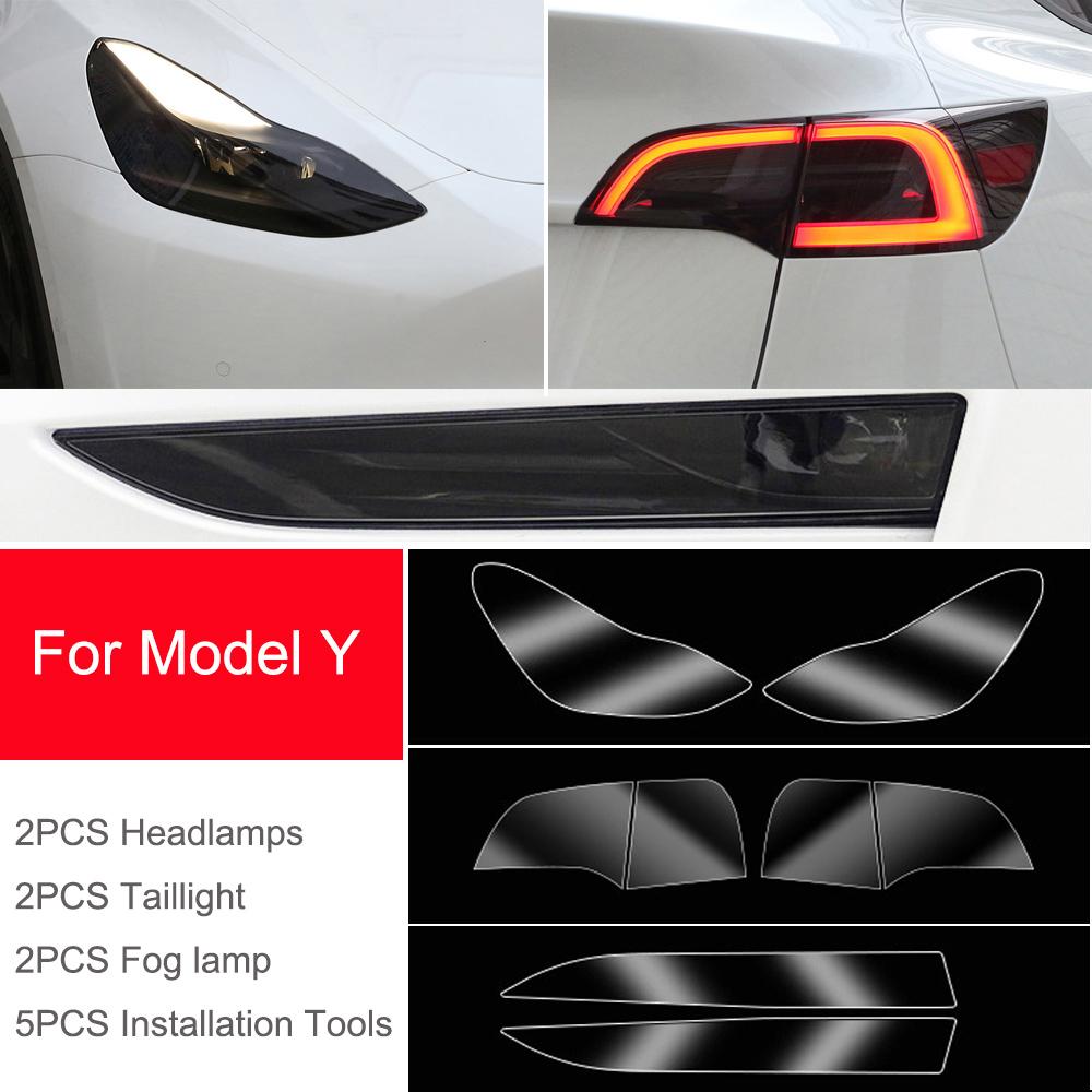 For Tesla Model 3 Y S X TPU Blackened Headlight Taillight Foglight Protective Film Headlight Tail Lamp Color Changing Films