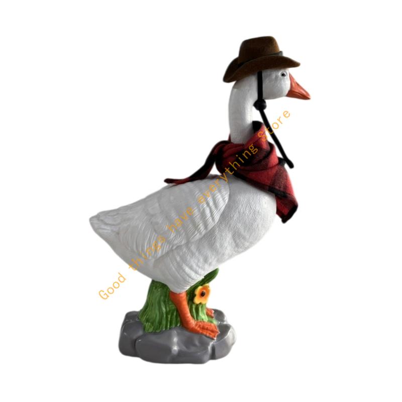 Cartoon Geese Figurines Resin Animal Garden Statues Funny Geese Sculpture for Home Desk Decoration Funny Geese Sculpture 55KF