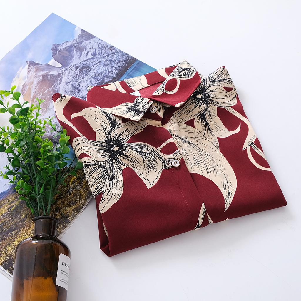 Dámská nová košile s květinovým potiskem, volným límcem a dlouhým rukávem