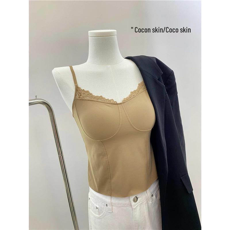 Women's Lace Warm Vest Tank Top - Autumn & Winter Integrated Bra Base Layer