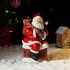 Mini Santa Claus Figurines Holding Gifts Small Resin Sculpture Home Decor