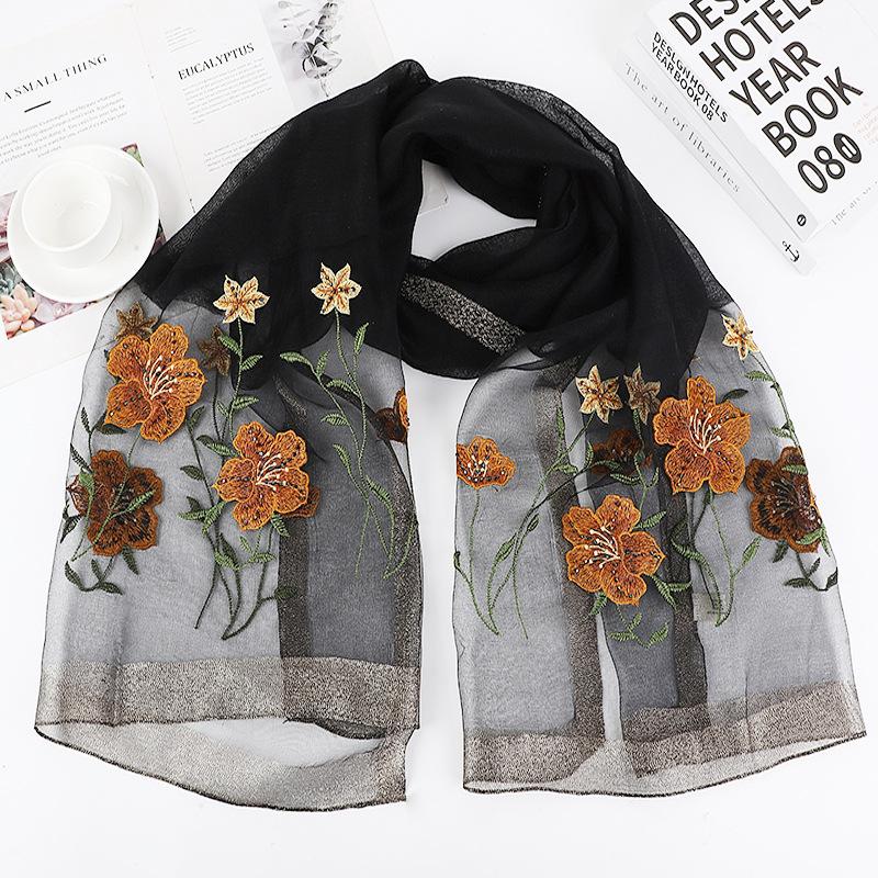 Hangzhou silk and wool blend exquisite embroidered women's silk scarf, a gift for mom, suitable for cheongsam, shawl, scarf, and banquet