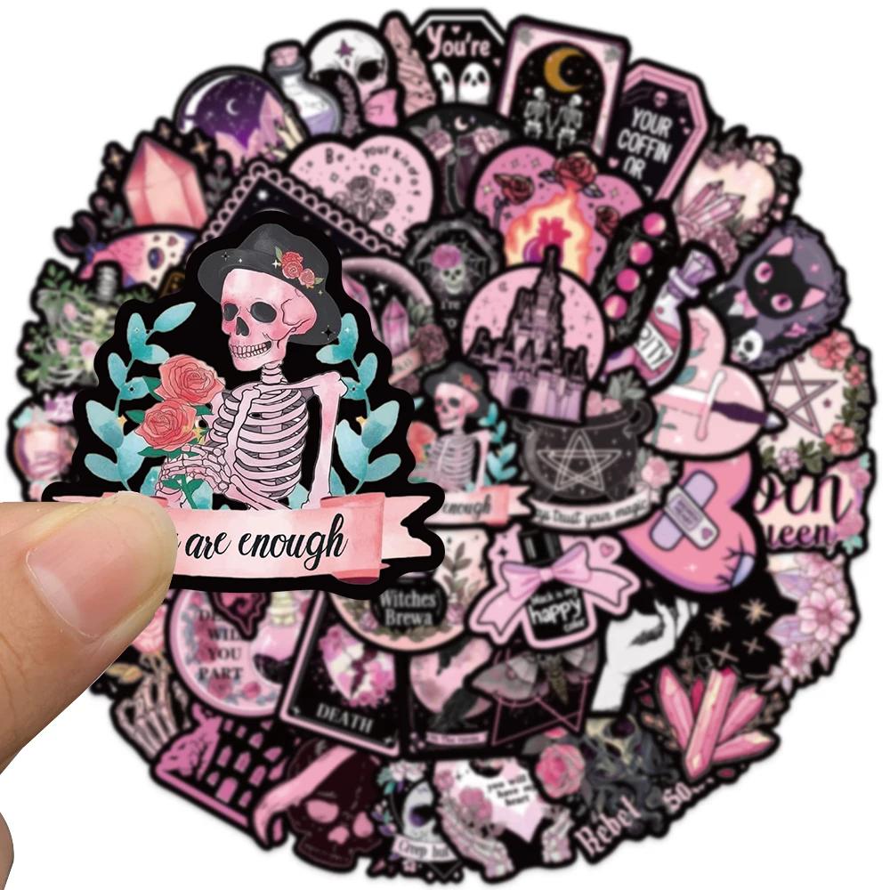 50pcs Gothic Darkness Cute Spooky Horror Stickers Magic Flower Skull Crystal Sticker For Laptop Luggage Guitar Diary Vinyl Decal