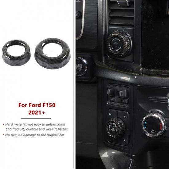 Four-wheel Drive & Trailer Switch Knob Trim Ring For Ford F150 +Carbon Fiber