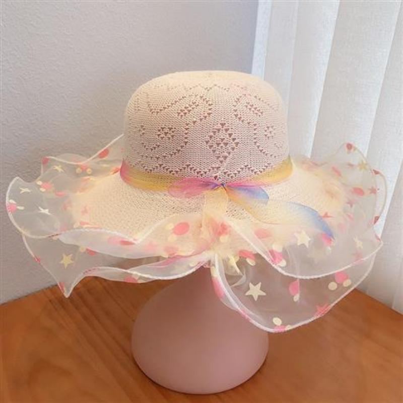 Children's Hat Women's Summer Sunscreen and Sunshade Princess Beach Travel Summer Thin Cute Sun Grass Hat