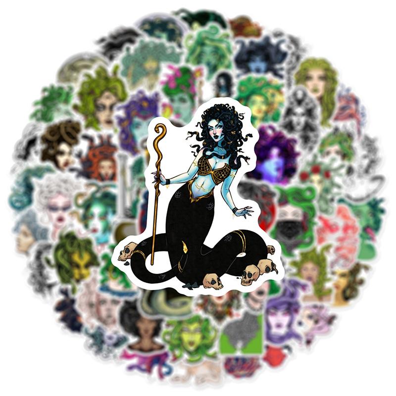 60pcs Snake-haired Banshee Medusa Graffiti Stickers Skateboard Helmet Notebook Guitar Stationery Waterproof PVC Stickers