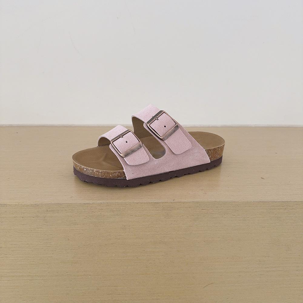 Kids Birkenstock Cork Slippers, Double Strap & Buckle, Summer Outdoor Sandals for Boys & Girls 26