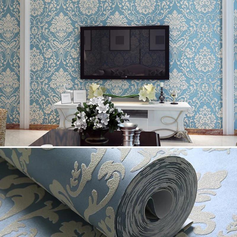 10M Luxury European Style Non-woven Wallpaper TV Background Decor Classic 3D Embossed Paper Wall Roll Wallcovering Upholstery