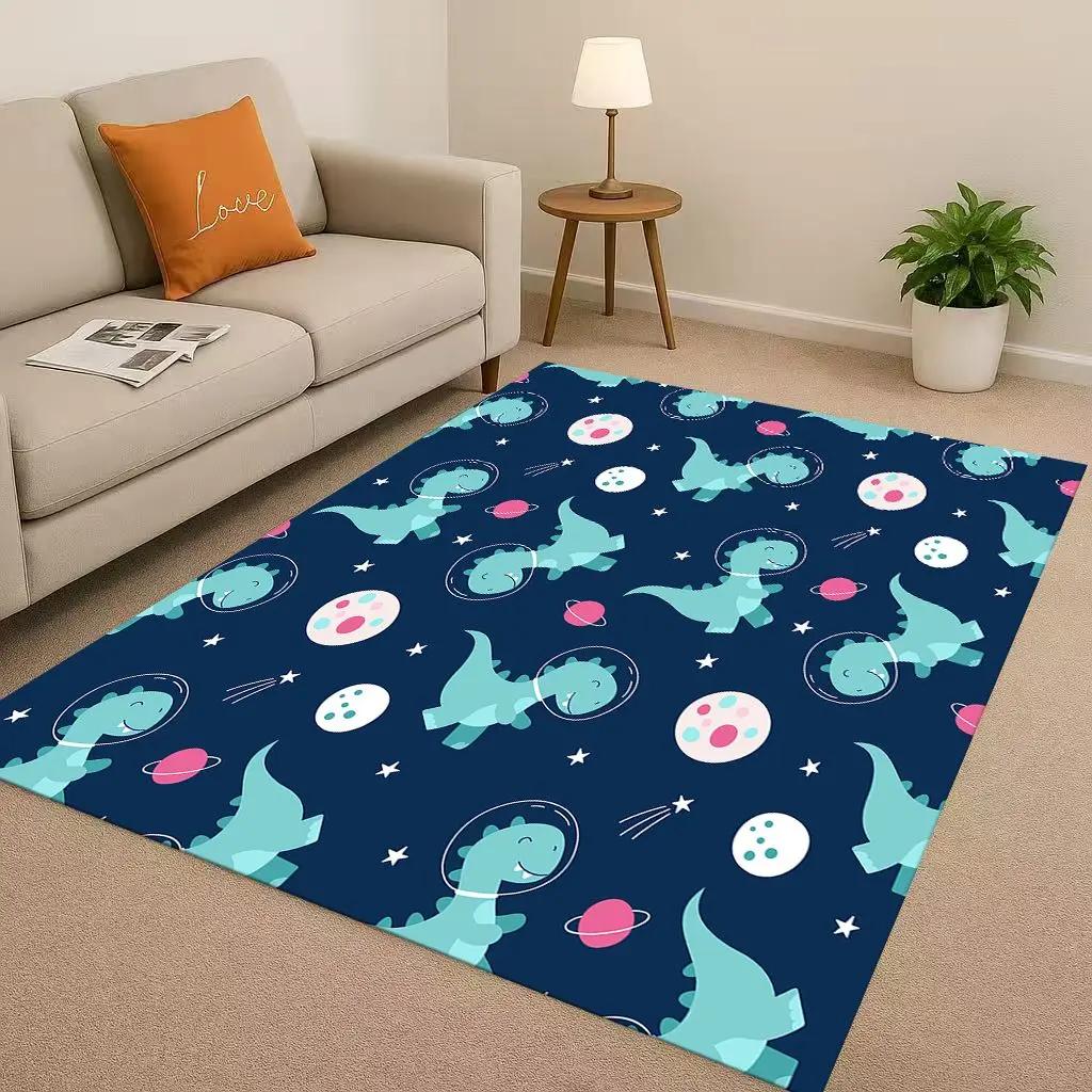 2026 New Space Dinosaur Cartoon Dino Art Living Room Non-Slip Area Rug Carpet for Bedroom Kids Playroom Sofa,Home Decor Doormat
