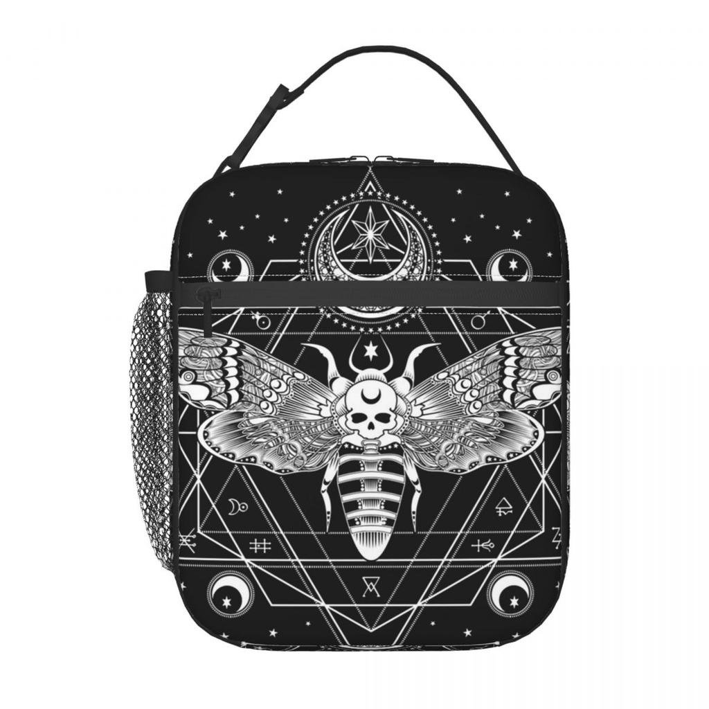 Donkere Botanische Mot Gotische Insecten Kunst Geïsoleerde Lunchtas voor Vrouwen Kinderen Lekvrije Voedseldozen Thermische Lunchbox Tote
