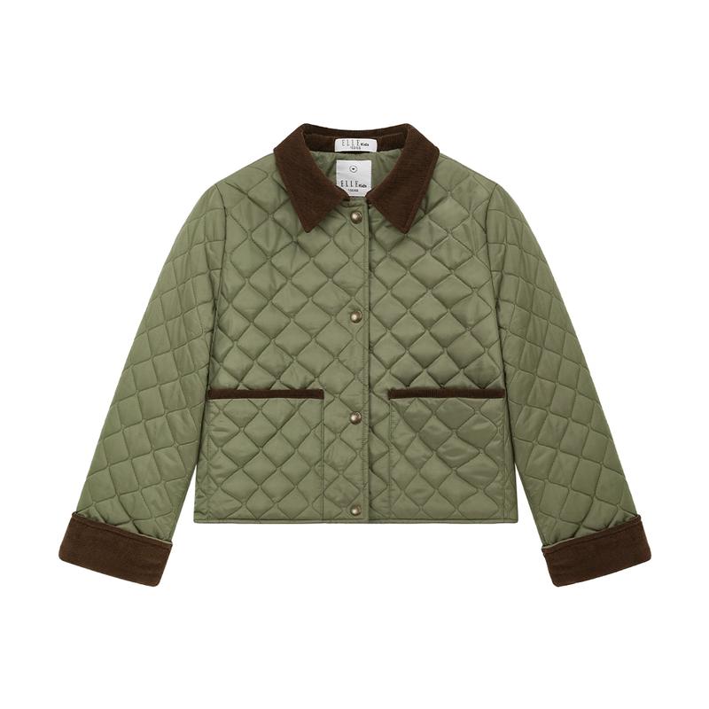 ELLE KIDS Girls' Retro Barn Style Quilted Winter Jacket