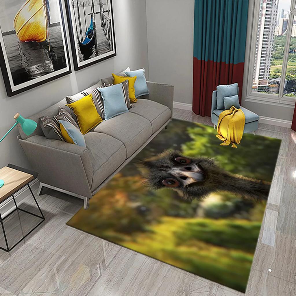 Cute Ostrich Carpet Funny Animal Rugs for Living Room Kids Bedroom Room Decor Floor Rugs Bathroom Entrance Non-Slip Area Rugs