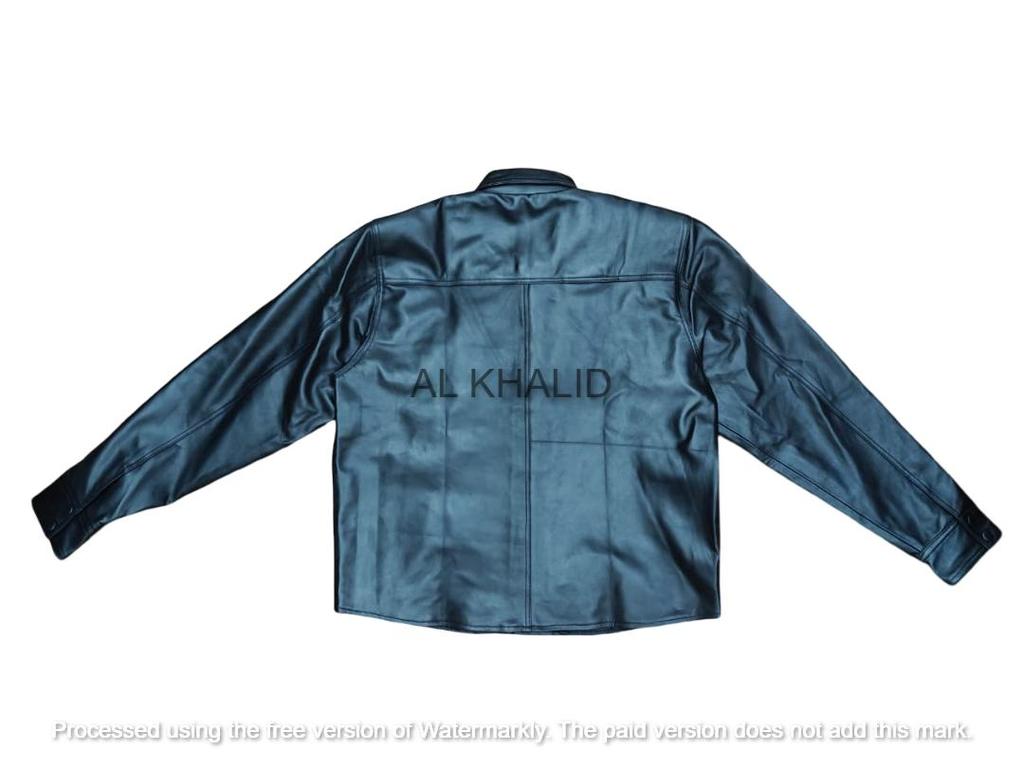 Ledig Formell Handgjord Äkta Mjukt Lammskinn Läder Stilfull Svart Herrskjorta