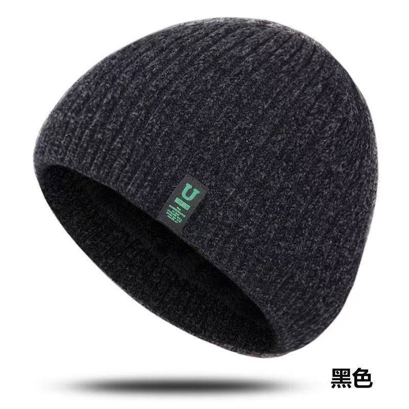 Men's Autumn and Winter Versatile Warm Plush Wool Hat, Men's and Women's Outdoor Cycling Ear Protection and Cold Protection Pullover Hat Ice