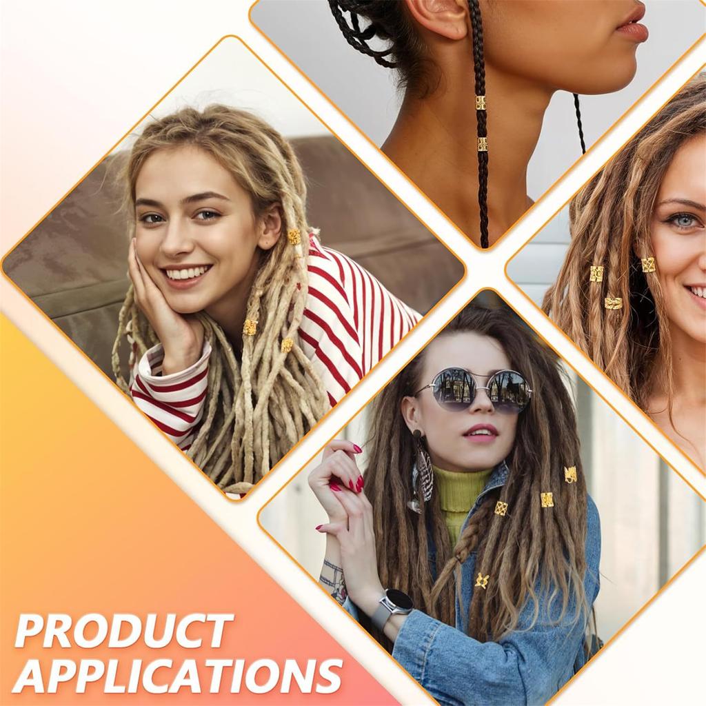 100Pcs Gold Metal Hair Accessories Adjustable Dreadlocks Jewellery Rings For Braids And Hairstyles Hair Decorations
