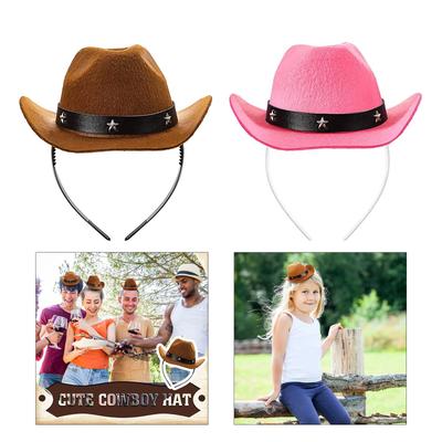 Mini Cowboyhut Stirnband Westernstil Cowgirl Hut Haarband Cosplay Kostüm Party Requisiten Kopfschmuck Festival Accessoires