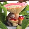 Enchanting Hedgehog Mushroom Resins Figurine Statue with Bird Feeder for Outdoor Garden Lawn Patios Decorative Ornament