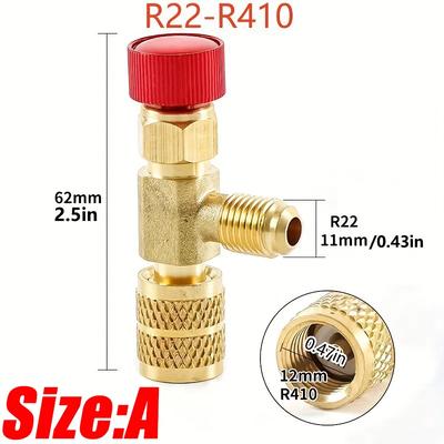 Válvula de Seguridad Líquida R410A R22 Refrigerante para Aire Acondicionado Adaptador de Seguridad de 1/4" para SAE 1/4" Macho Hembra Adaptador de Seguridad