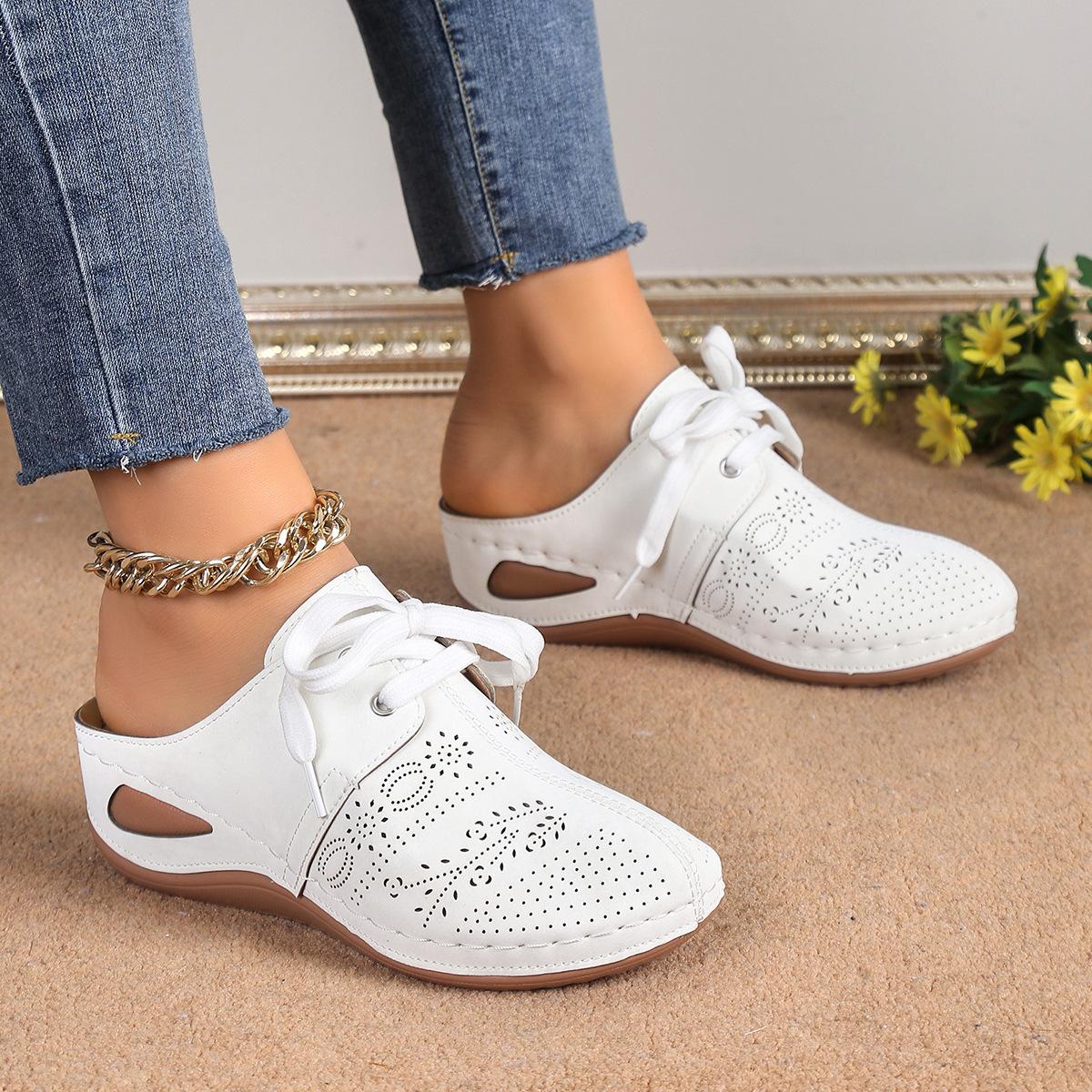 

Lightweight Lace-up Half-support Wading Beach Shoes Middle-aged Mother Shoes Summer 2026 New Size36-43 Chaussures Femme 36 белый