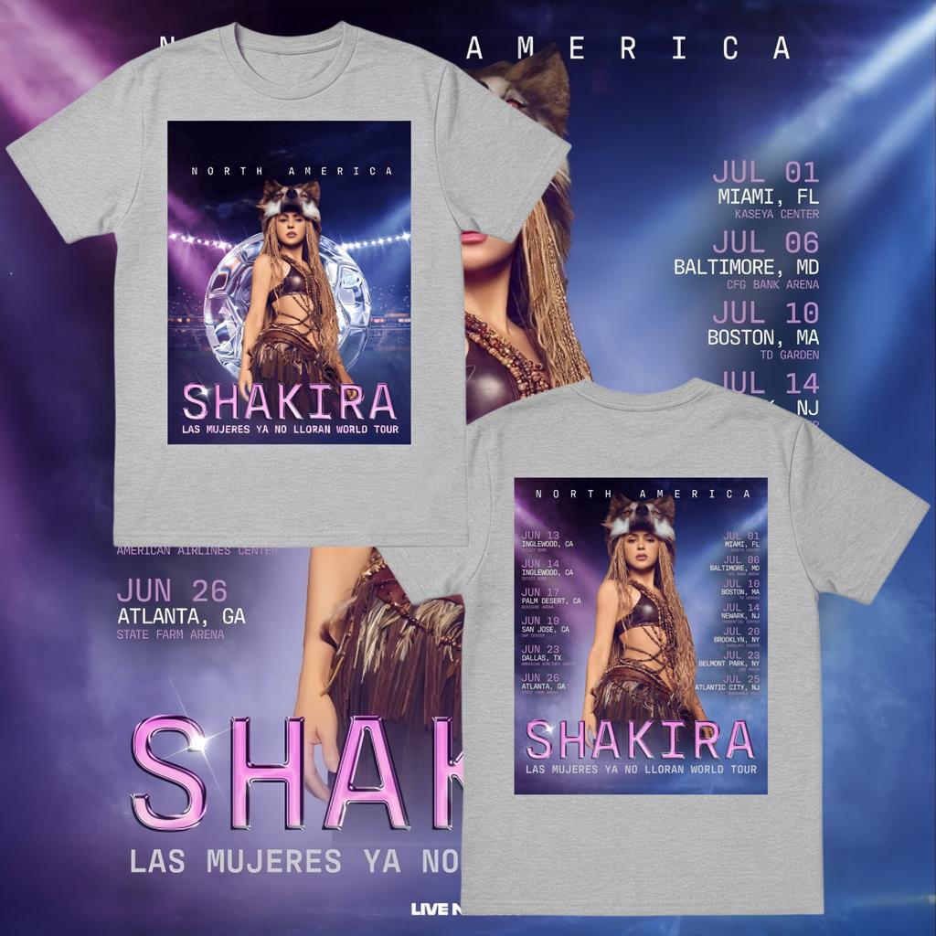 Shakira Merchandise 2026 World Tour Pop Unisexs TShirt Unisex ONeck 100 Cotton Short Sleeve Y2k Oversized Women Tee for Fans