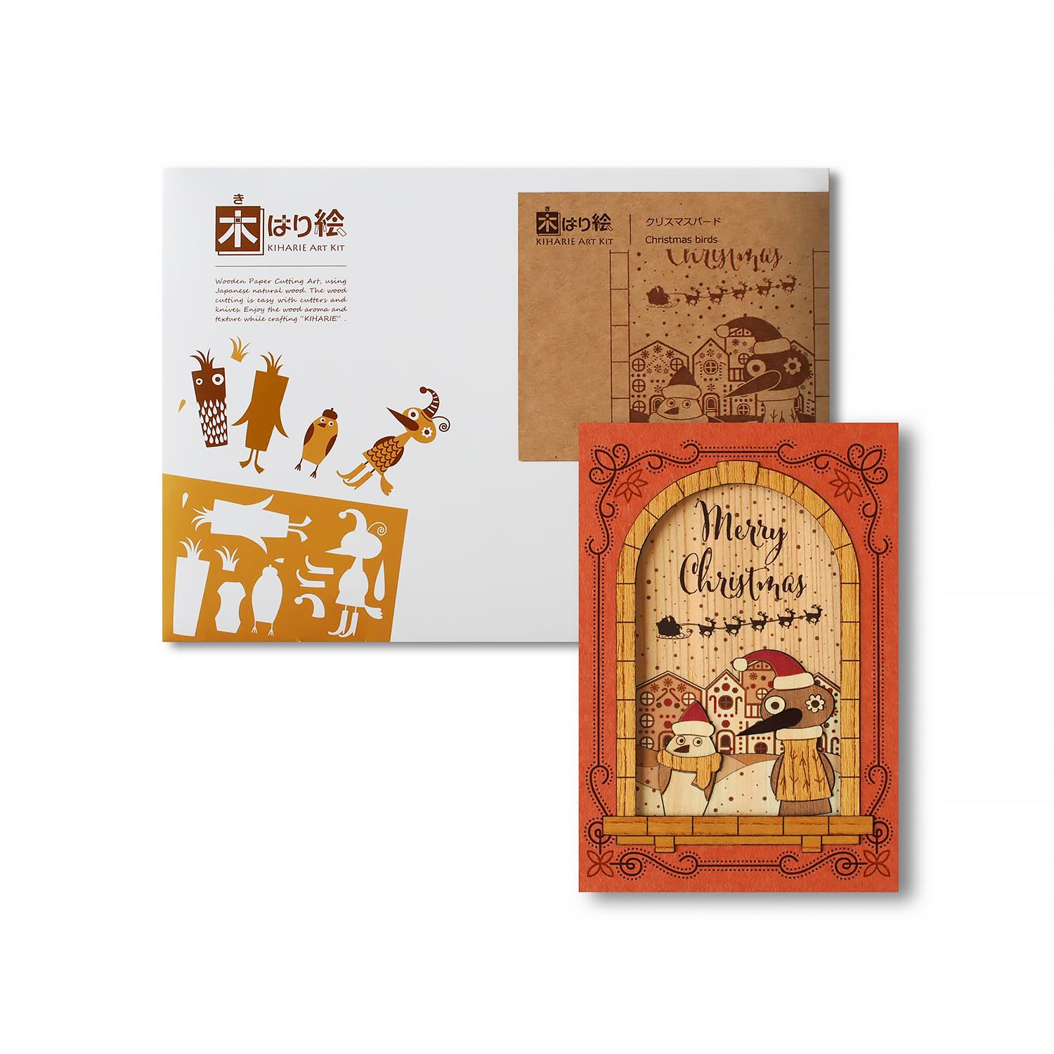 

КИНОВА Рождественская птица Дереворезьба Оригинальный набор ручной работы Птица Сделано в Японии