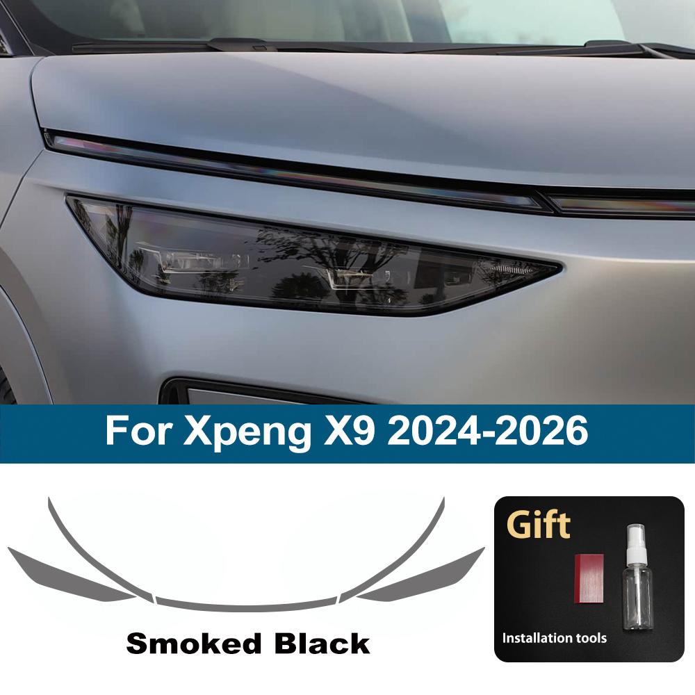 Custom Fit TPU PPF for Xpeng X9 2025-2026 High Gloss Smoke Black Pre Cut Car Headlight Protective Film Anti-Scratch Vinyl Wrap For X9 24-26 SMK