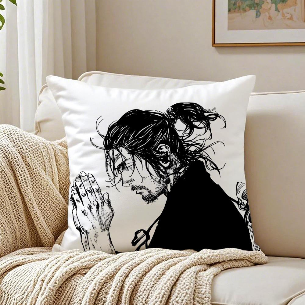 Epic Samurai Manga V-Vagabond Cushion Cover Pillowcase Anti-Dustmite Living Room Sofa Decor Cushion Room