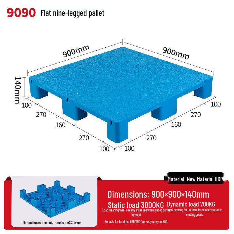 Warehouse Grid Plastic Pallet: Thickened Moisture-Proof Single-Sided Floor Mat for Logistics.